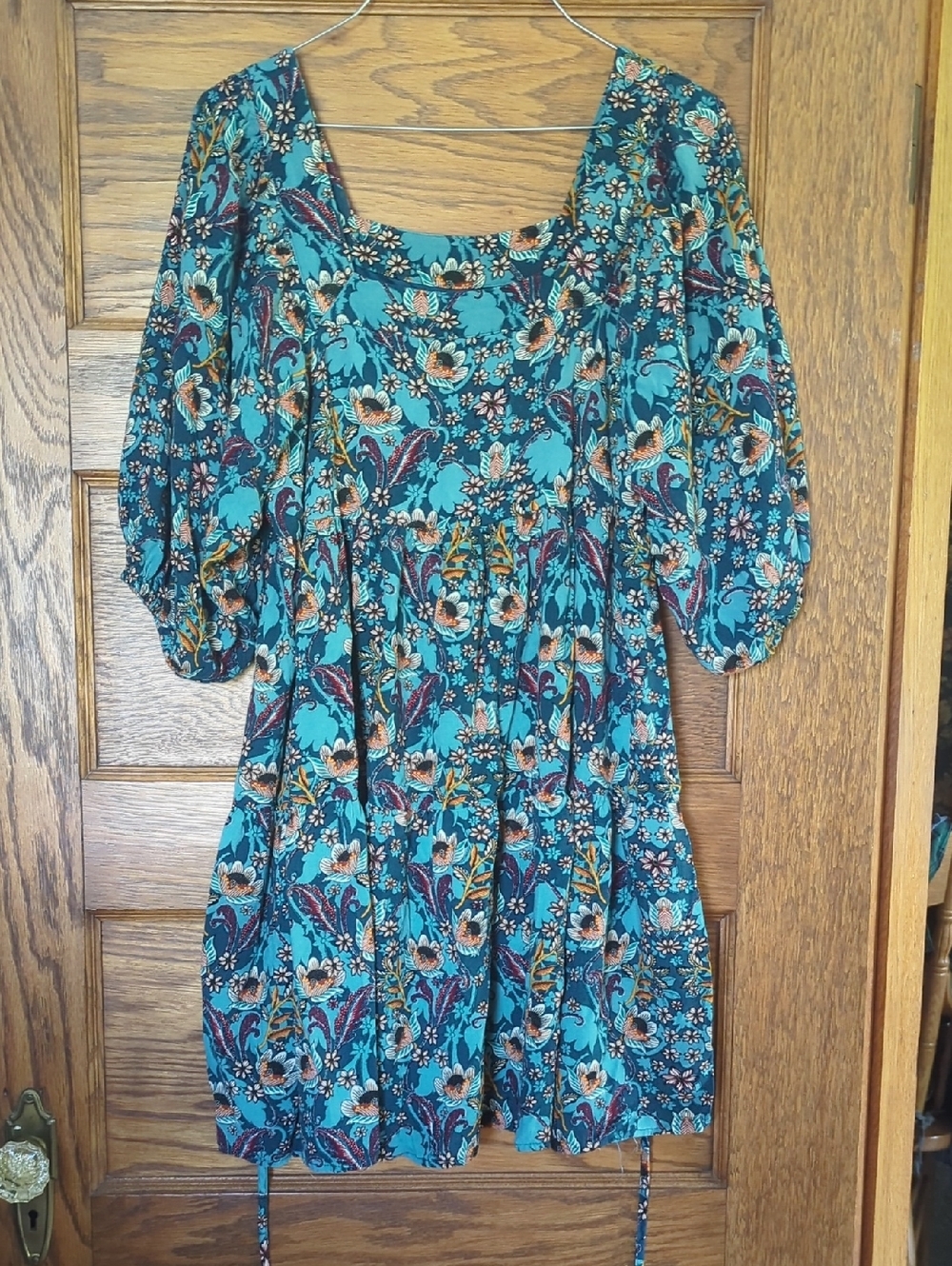 Maurices Teal Floral Boho Short Mini Dress Size S